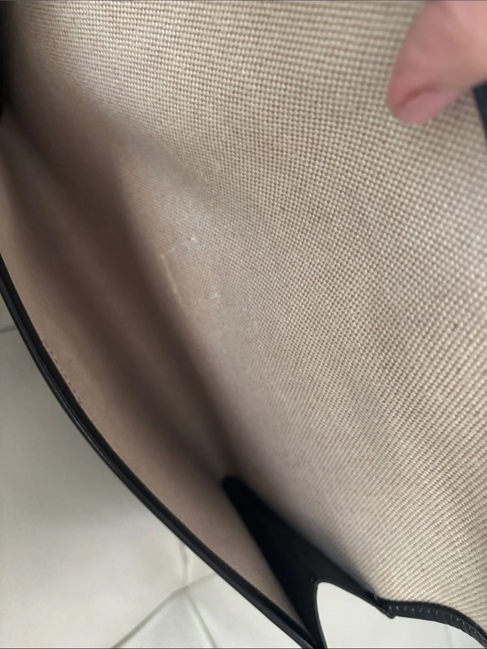 Hermes Black Leather Clutch with White Contrast Stitching